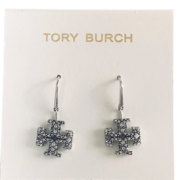 NEW Tory Burch SILVER Hidden Heart Locket Drop Earring Set $225 - Picture 2 of 13